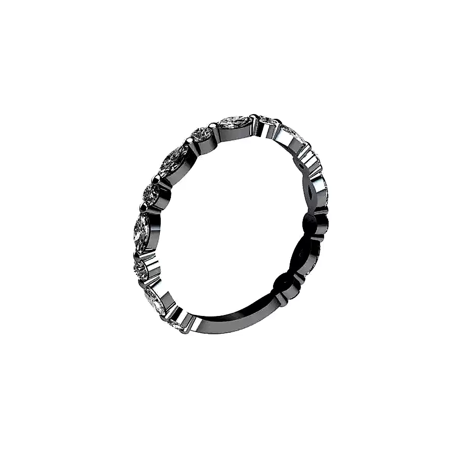 Three Quarter Lab Marquise and Lab Round Diamond Eternity Ring