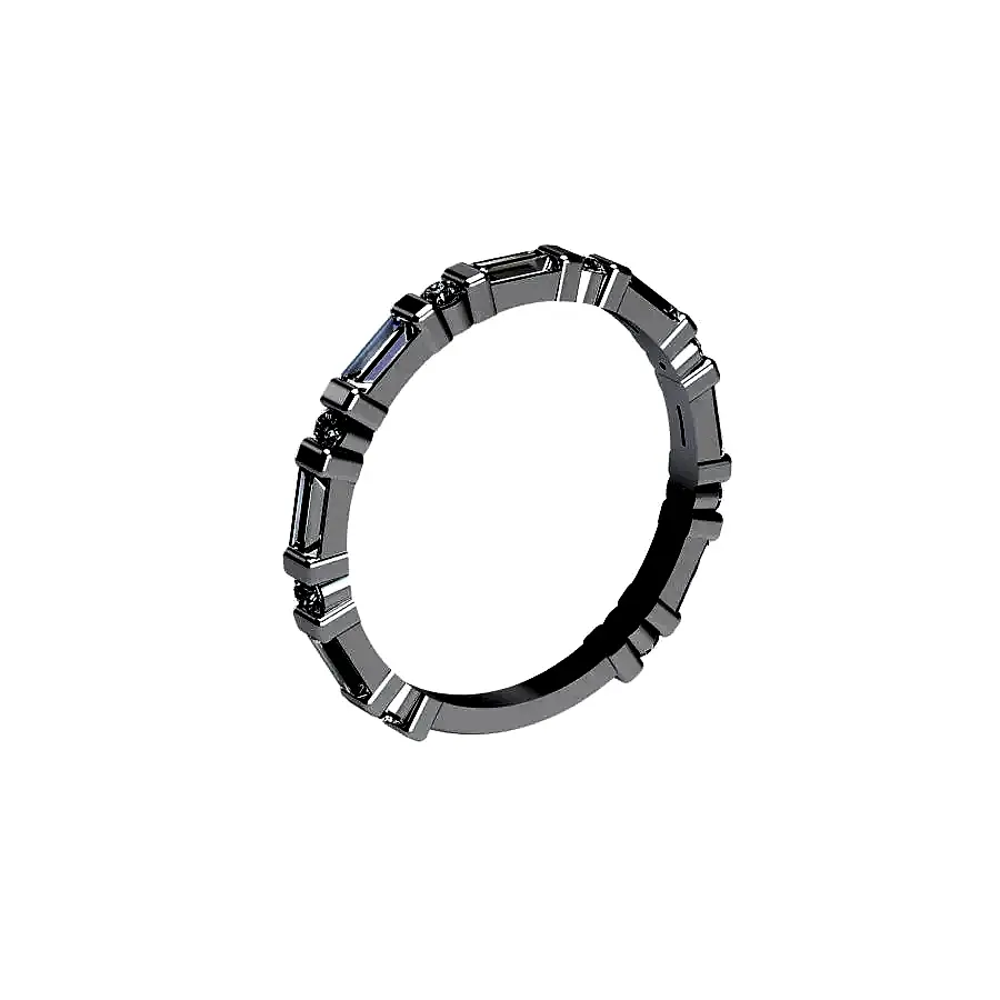 Three Quarter Lab Grown Baguette and Lab Grow Round Diamond Eternity Ring